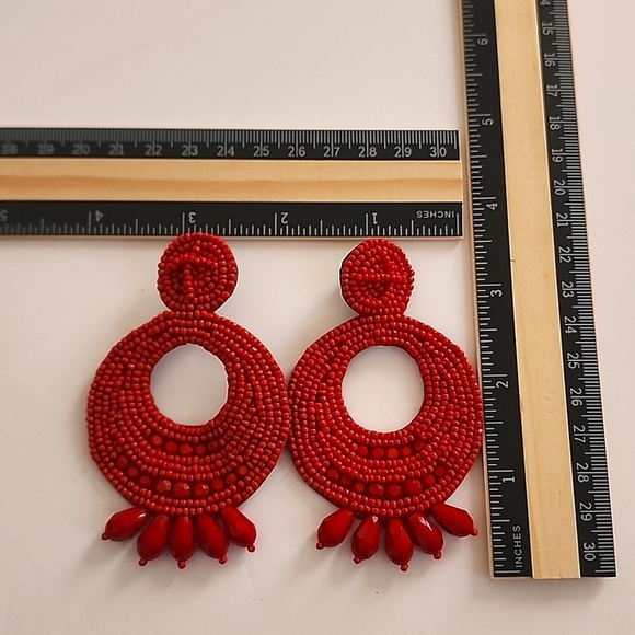 Kenneth Jay Lane KJL Womens Legendary Boho Cherry Red Post Dangle Earrings - Picture 3 of 12